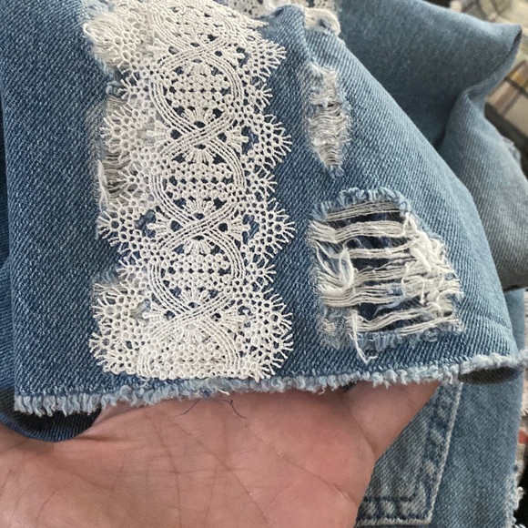 NWOT Blumarine Blue Lace Trim Distressed Skinny Jeans💙🤍💙 - Picture 11 of 13